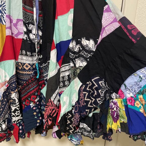 Peaceful People Skirt Sm-Med Boho Hanki Patchwork Renaissance NWT Beautiful - Picture 5 of 12